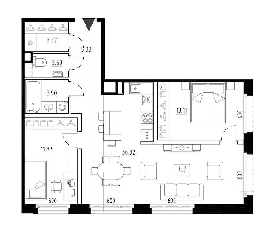 2-комнатная квартира 77.58 м², 4/9 эт., ЖК «LEGENDA Малоохтинский 68»